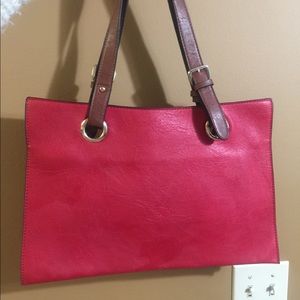 Italian leather hand bag. Beautiful red.
